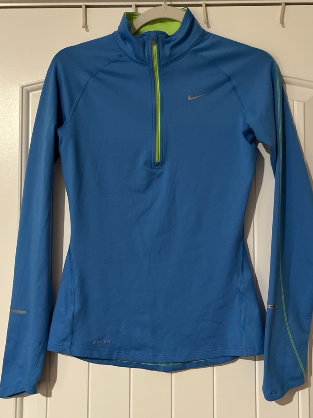 Nike Blue Quarter-Zip Athletic Pullover with Lime Accents